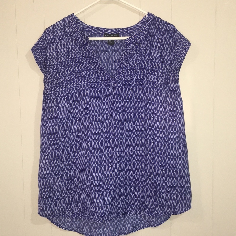 Willi Smith Cap Sleeve Blue Top Size M